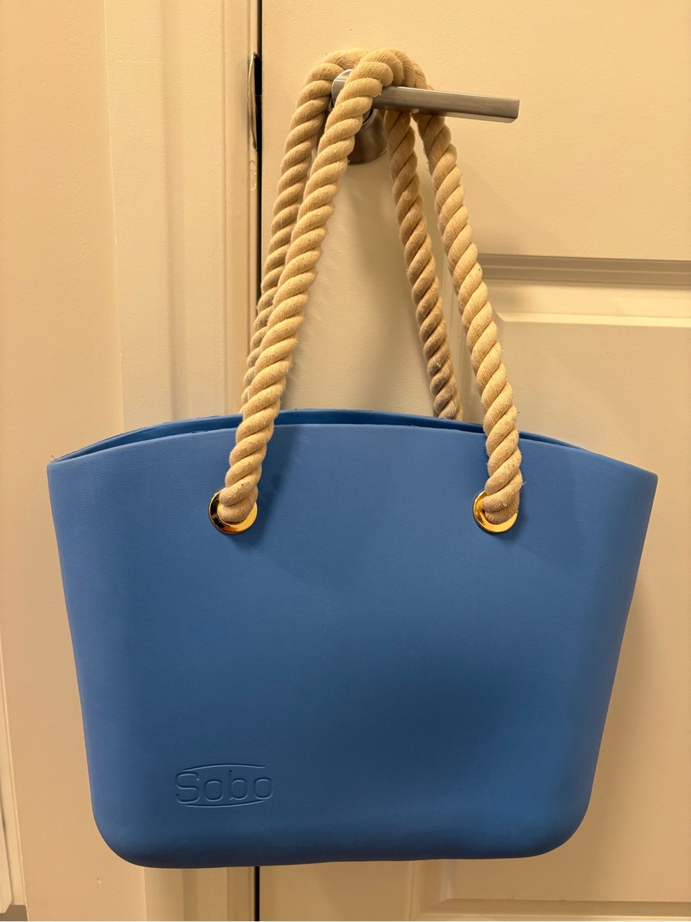 Women's Blue Rope-Handle Tote Bag